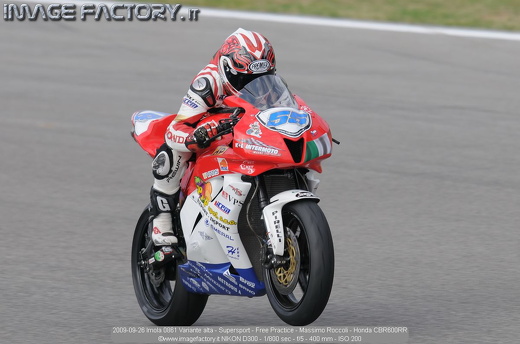 2009-09-26 Imola 0861 Variante alta - Supersport - Free Practice - Massimo Roccoli - Honda CBR600RR